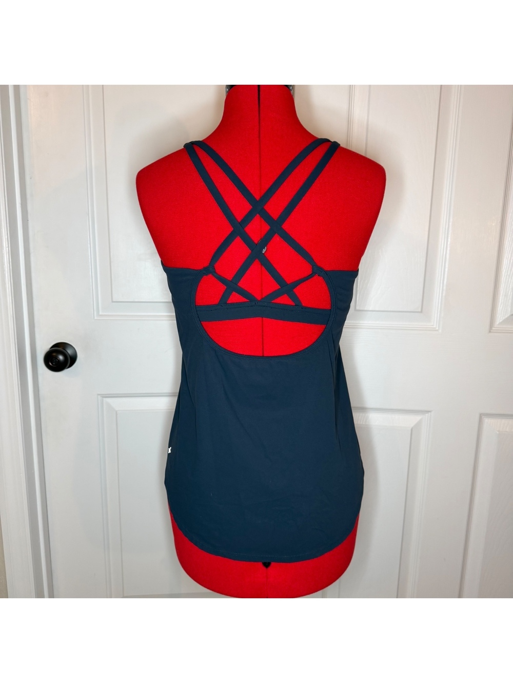 Halara UltraSculpt Crisscross Back Tank Top Navy Blue Athletic Top Womens M? - Picture 3 of 5
